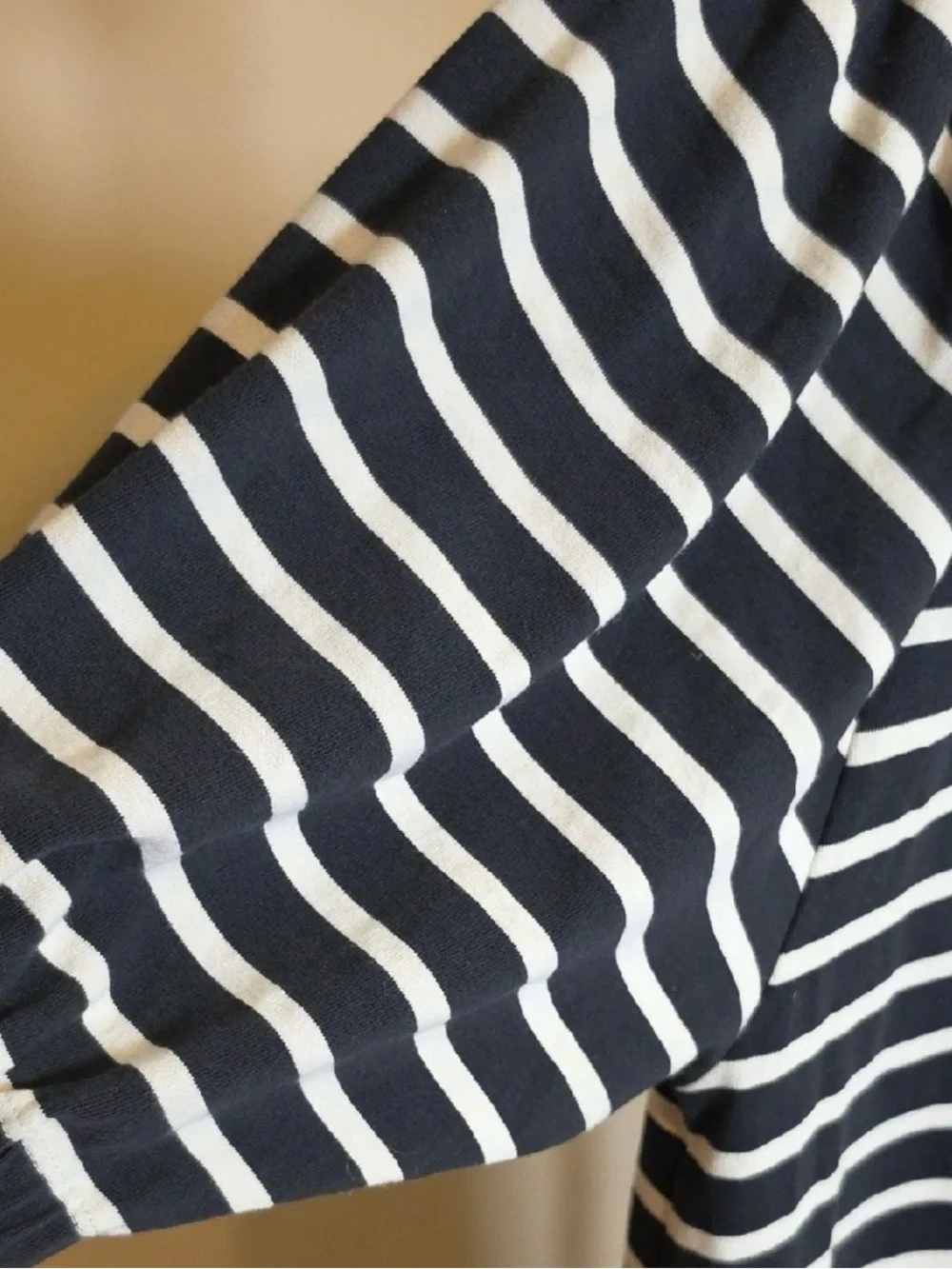 XS J. Crew Black and White Striped puff Long Sleeve midi Dress